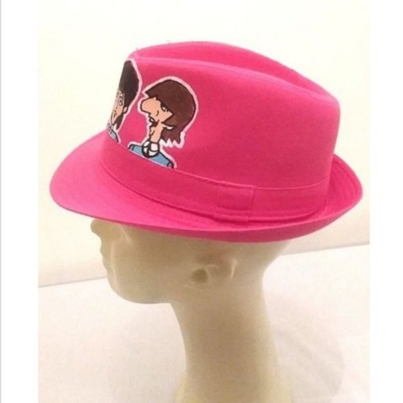 The Beatles HAT Pink Hand Painted Cap Music Rock Band Classic Retro Fedora main image 4